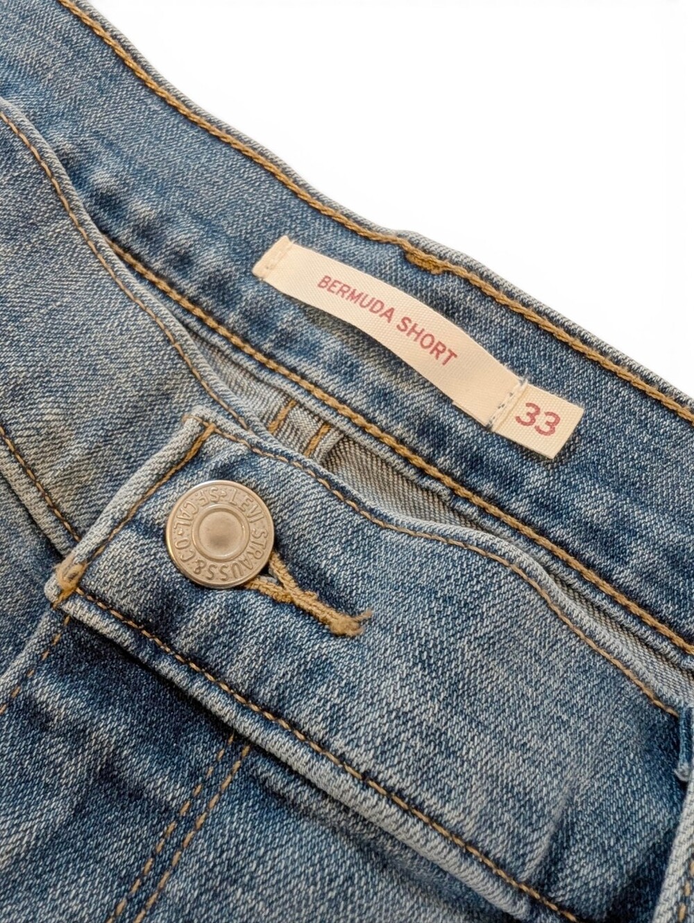 LEVIS Denim Bermuda Shorts Light Blue Jean Casual Distressed - Picture 3 of 16